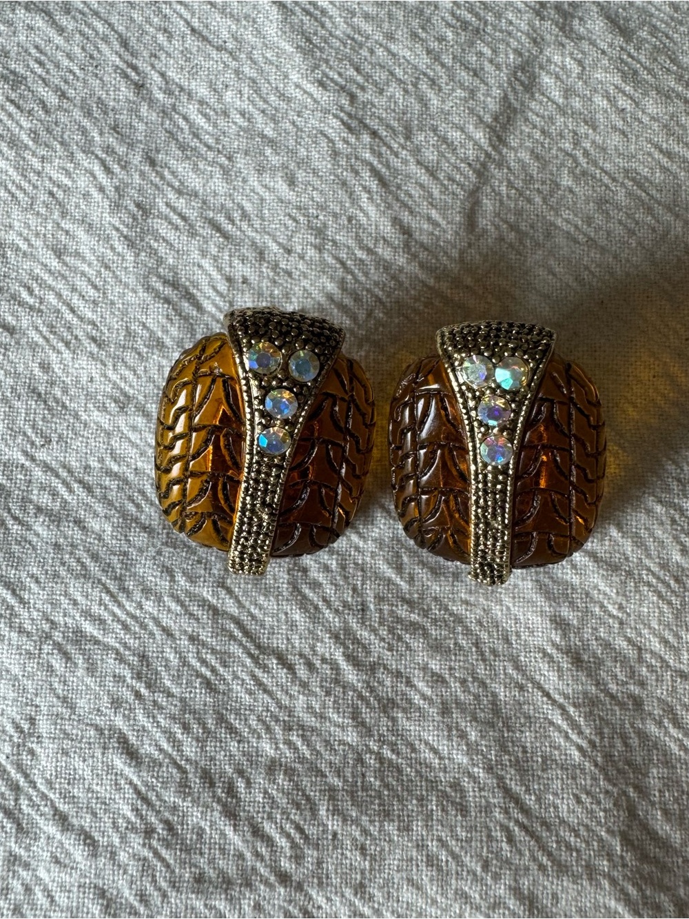 Vintage Draper's & Damon's 1980s Amber Lucite Earrings